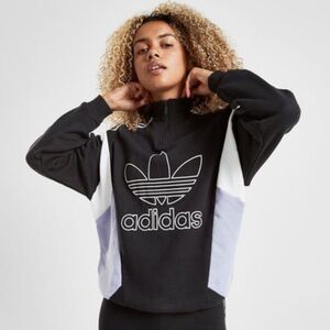 Adidas 90's Spellout Quarter Zip Sweatshirt XXLarge Black Vintage